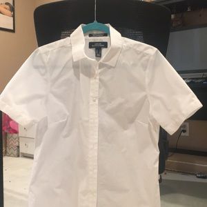 Lands End White Button Down Flight Attendant